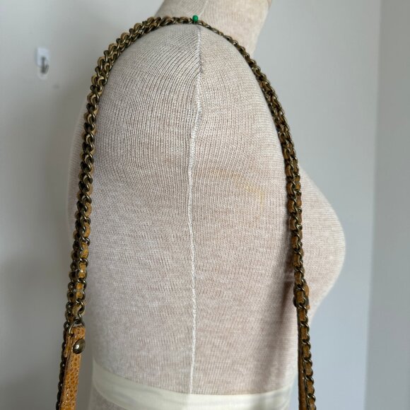 Hobo International Gold Yellow Leather Snakeskin Purse Crossbody Shoulder Strap - Picture 3 of 13